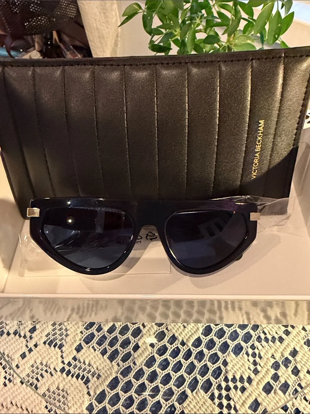 Victoria Beckham Black Sunglasses with Gold Accents